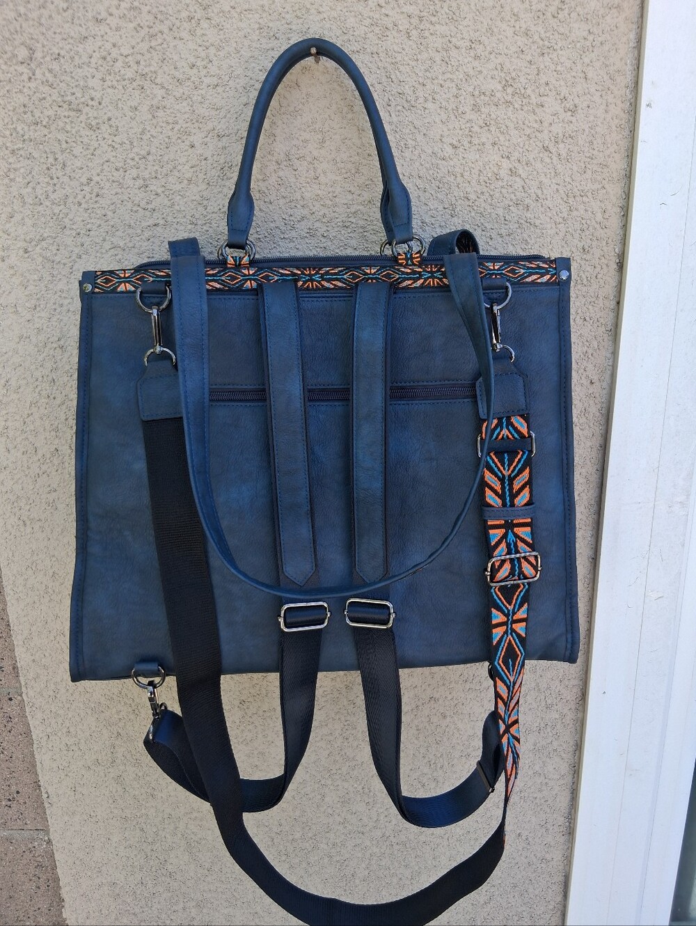 NEW FADEON Blue Handbag/Shoulder bag/Crossbody bag& Bagpack All In One
